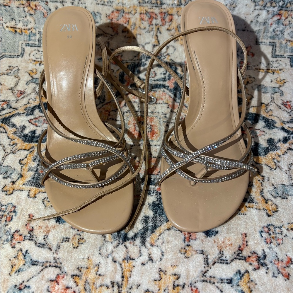 Elegant Beige Strappy Sandals by Zara size 39